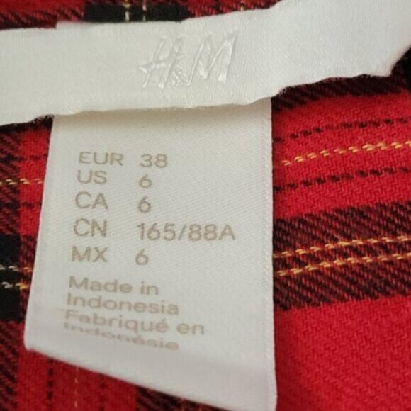 H&M Flannel Plaid Button Down Shirt Women's Size 6 - Picture 4 of 5